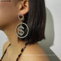 Exaggerated Personality Dollar Rhinestone Earrings Female Fashion Fashion Alloy Jewelry